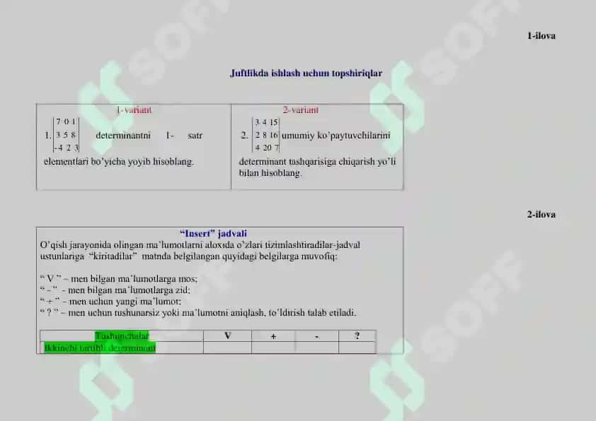 Dederminanat tarqatma 2