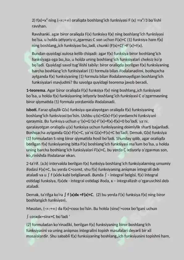Integrallash formulalari 2