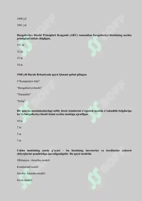 Moliyaviy hisobotning xalqaro standartlari fanidan 500 talik test javoblari bilan 2