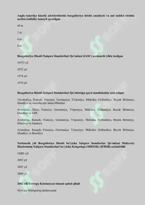 Moliyaviy hisobotning xalqaro standartlari fanidan 500 talik test javoblari bilan 3