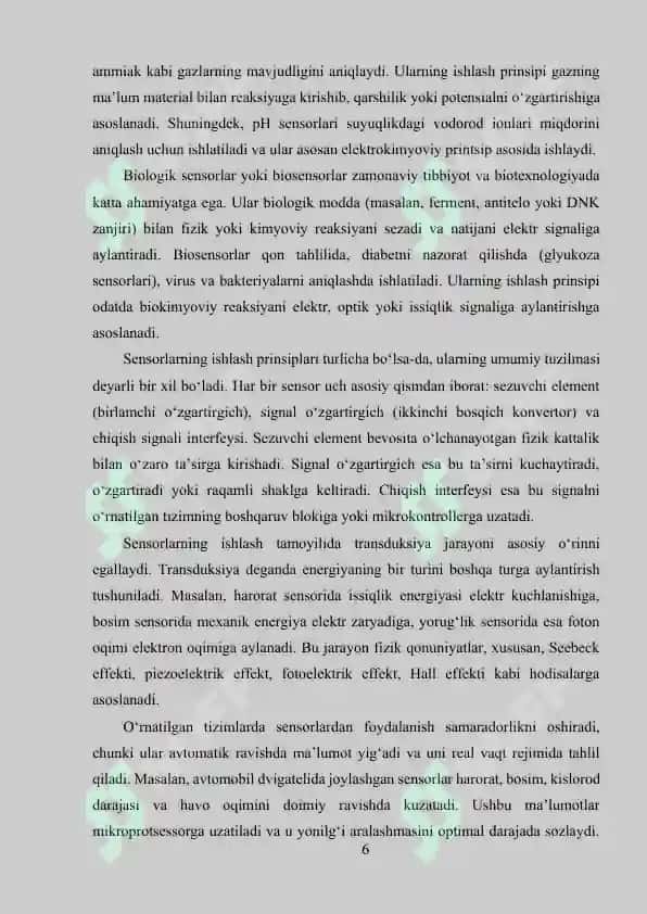 O‘RNATILGAN TIZIMLARDA SENSORLAR VA ULARNING INTERFEYSLARI 6