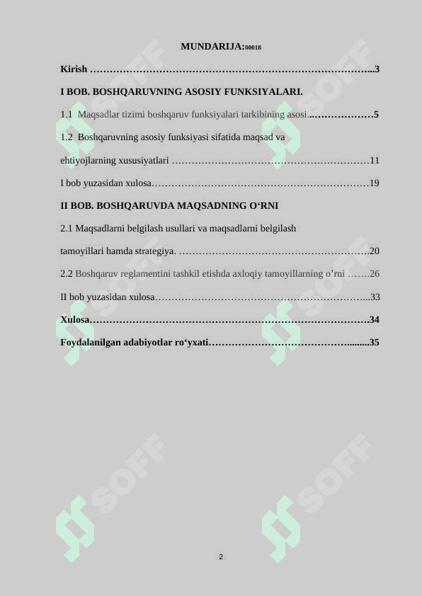 Maqsad qo’yish va ehtiyojlarni baholash boshqaruvning asosiy funksiyasi sifatida 2