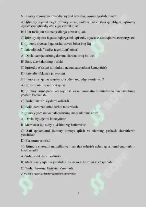 DAVLATNING IQTISODIY SIYOSATI 2