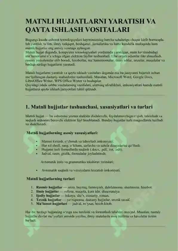 Matnli hujjatlarni yaratish va qayta ishlash vositalari 3