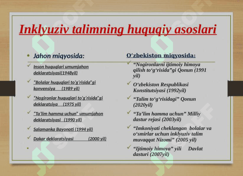Inklyuziv ta’limning huquqiy-me’yoriy asoslari 8