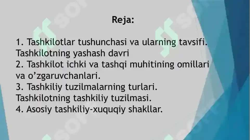 Tashkilotlar va ularni boshqarish 2