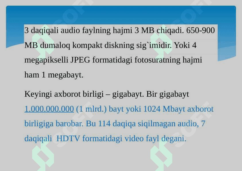 Axborot o`lchov birliklari 5