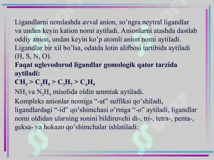 Koordinatsion kimyoning nazariy asoslari va biologik qo‘llanilishi 3