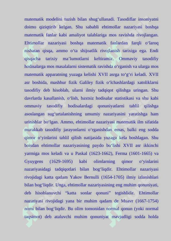 TASODIFIY HODISALARNING TURALARI 3