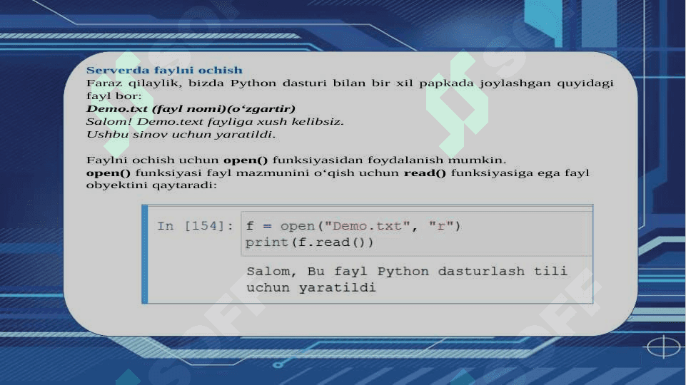 Python dasturlash tilida fayllar bilan ishlash 3