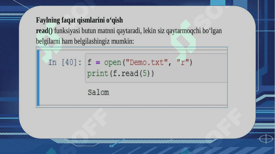 Python dasturlash tilida fayllar bilan ishlash 4
