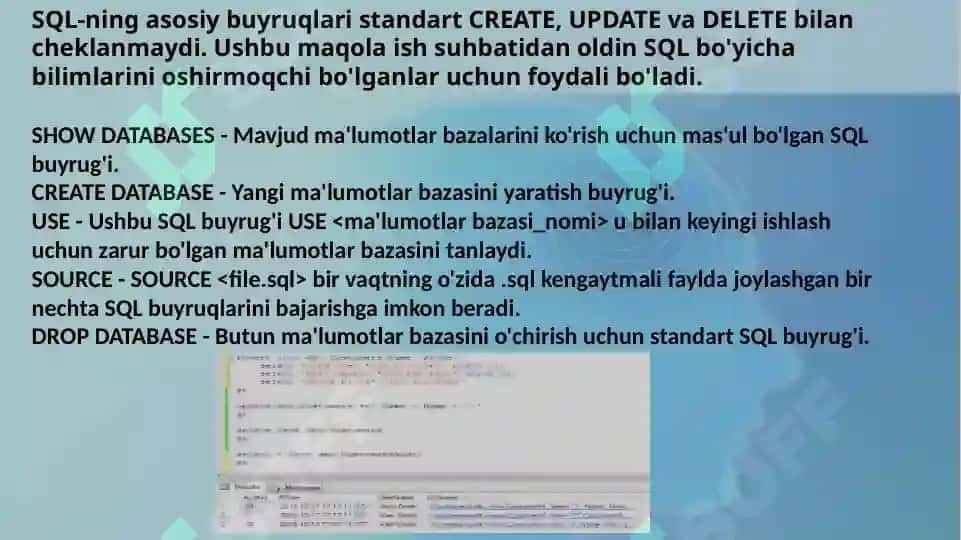 SQL va uni qo'llash imkoniyatlari 6