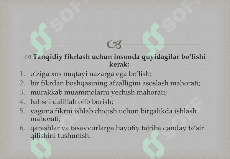 HUQUQSHUNOS FAOLIYATIDA TANQIDIYFIKRLASHNING AHAMIYATI 8