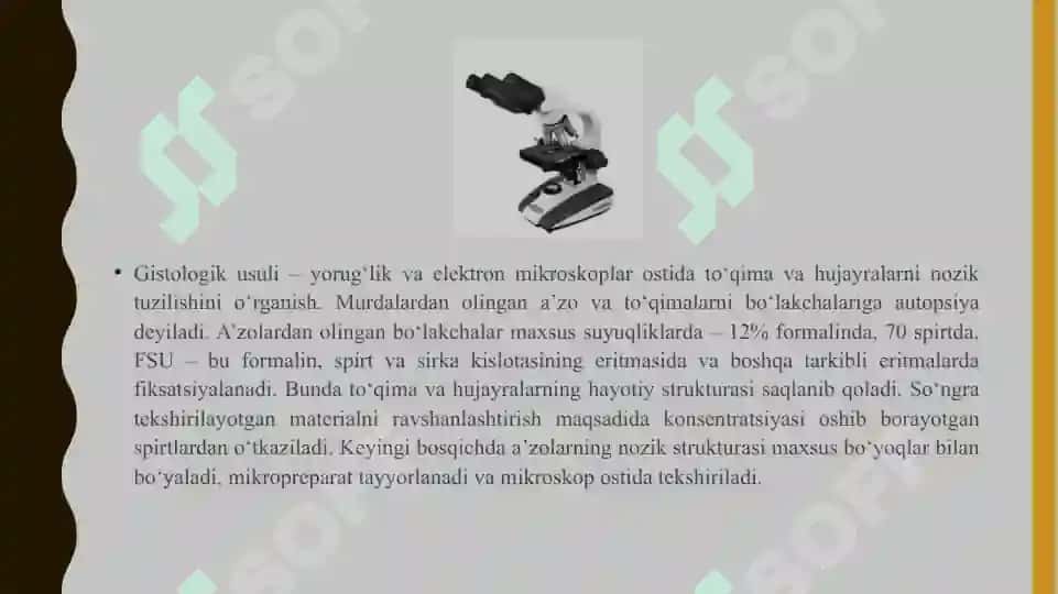 Anatomiya faning vazifasi va tekshirish usullari. Hujayra va to’qimalar 8