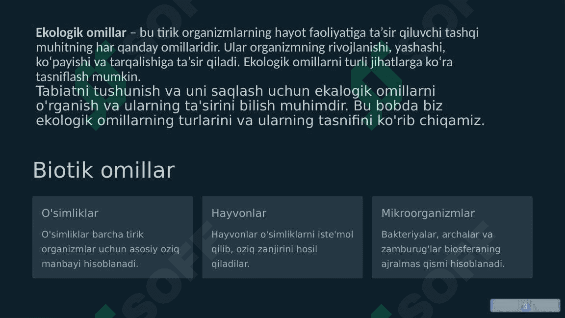 Ekalogik omillar va ularning tasnifi 3