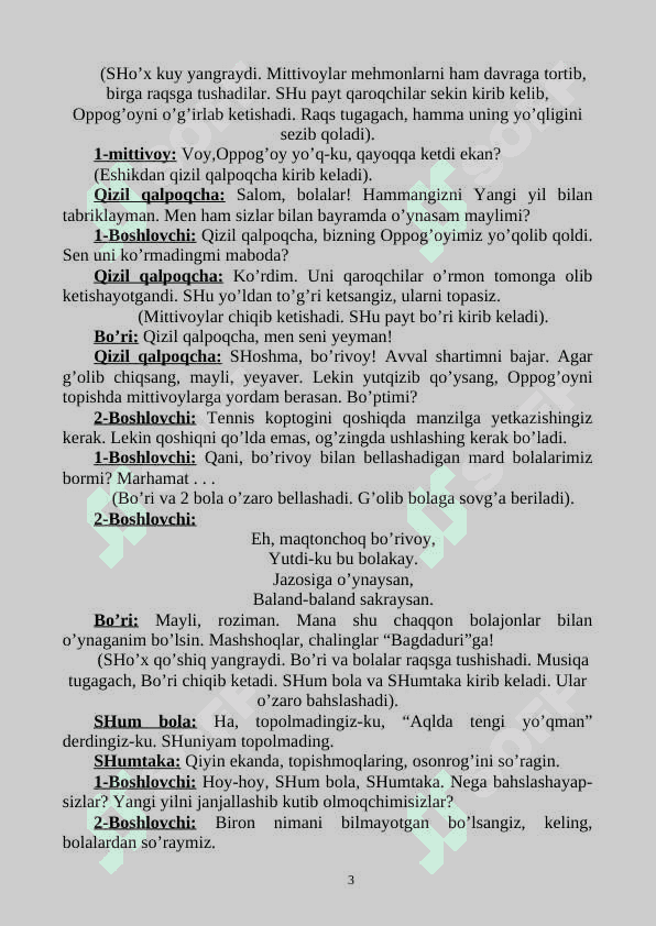 Ÿangi tadbir senariysi 3