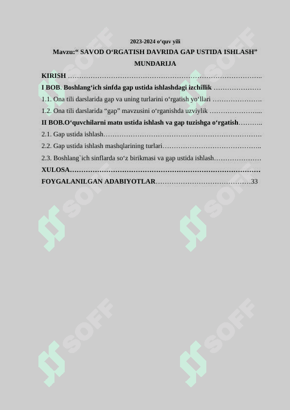 Savod o‘rgatish davrida gap ustida ishlash 2