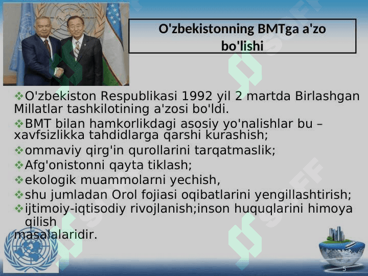 O‘zbekiston – BMT hamkorligi haqida internet manbalari taqdimot 24 5