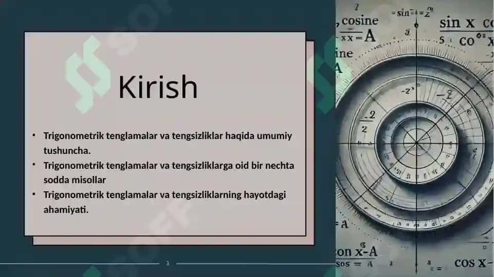 Trigonometrik tenglamalar va tengsizliklar 3