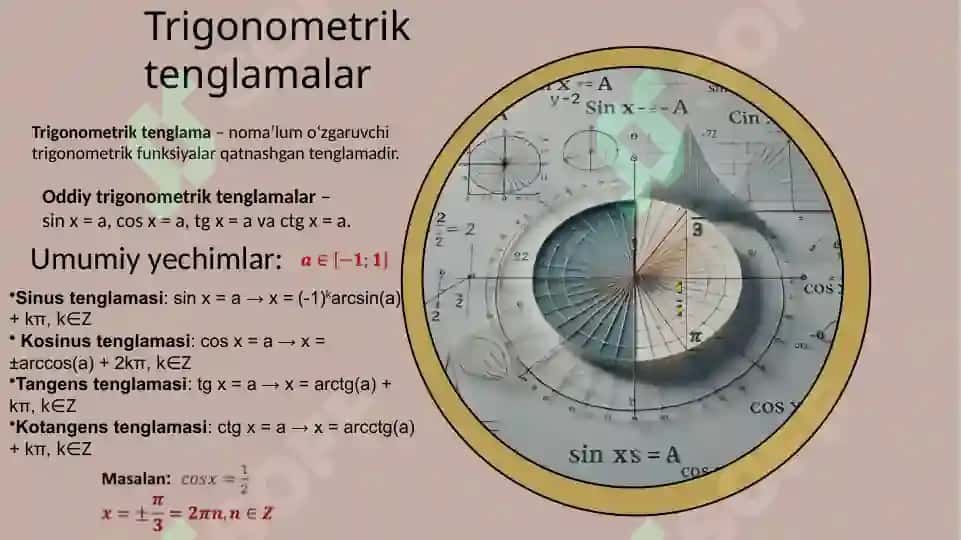 Trigonometrik tenglamalar va tengsizliklar 4