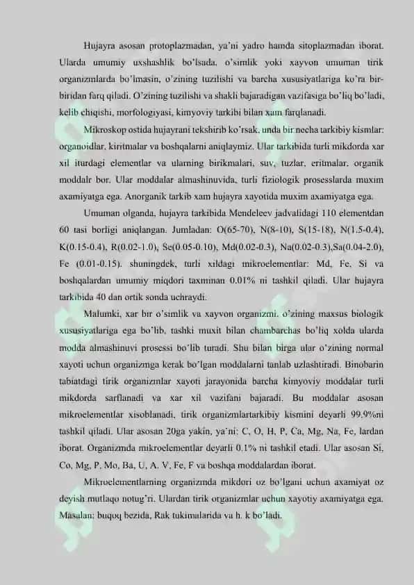 Hujayraning kimyoviy tarkibi 3
