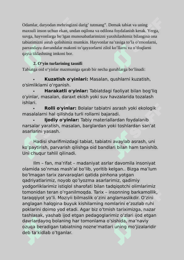Tabiatga oid oʻyin turlari 4