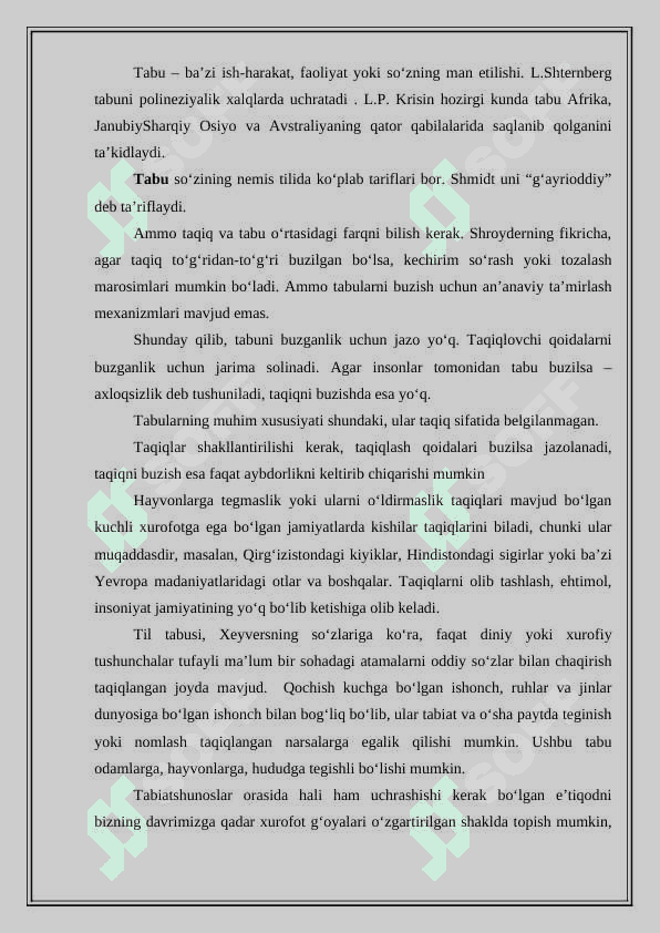 Tabu haqida umumiy tushuncha. 6