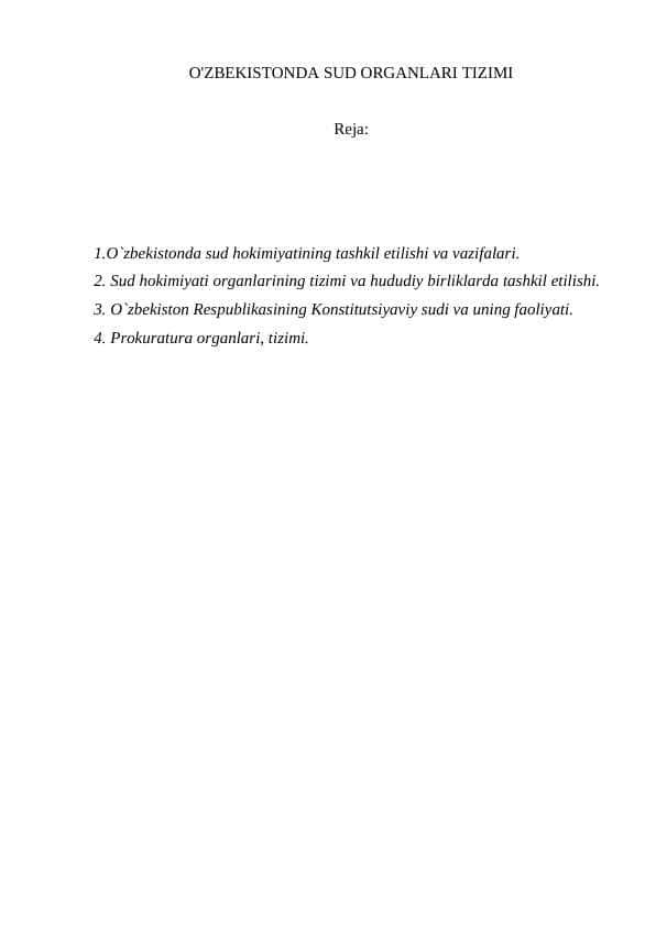 O'ZBEKISTONDA SUD ORGANLARI TIZIMI