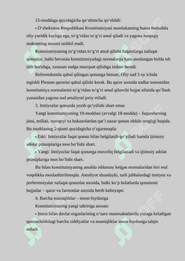 O'zbekiston respubliasi konistitutsiyasiga o'zgartirish va qo'shimchalar kiritish tartibi 4