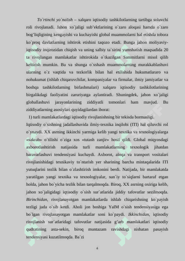 Jahon xo'jaligi va uning evolyutsiyasi 6