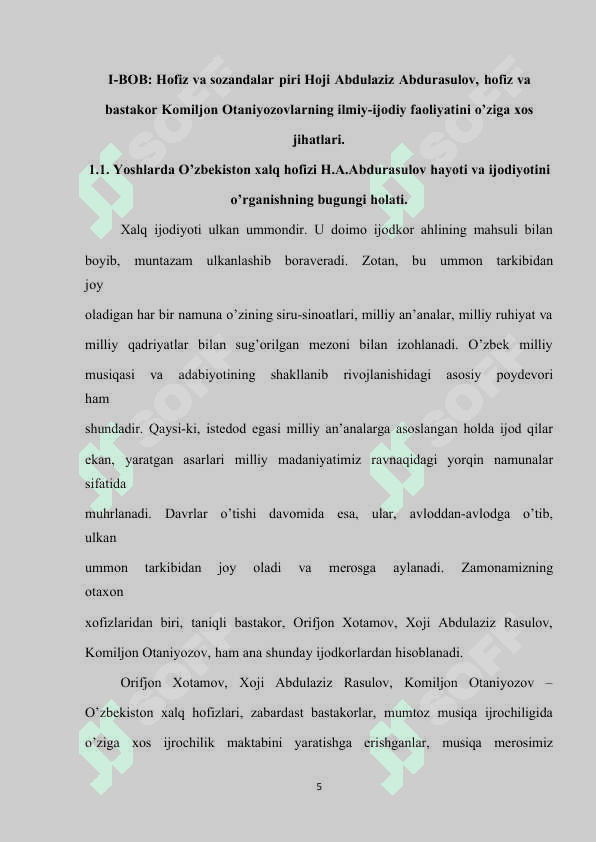 O’ZBEK BASTAKORLARI 5