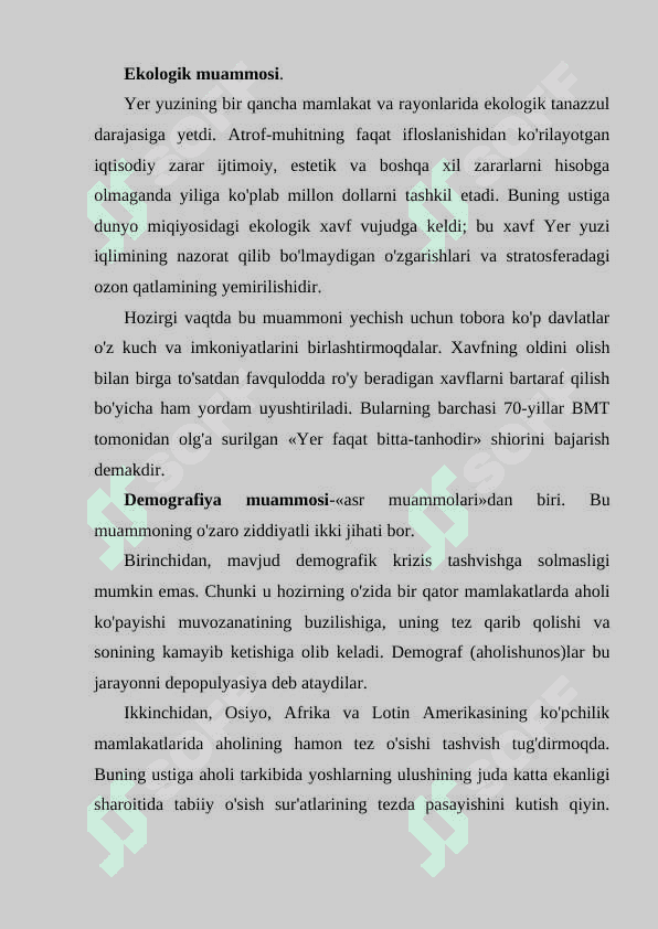 BUGUNGI KUNDAGI GLOBAL MUAMMOLAR 3
