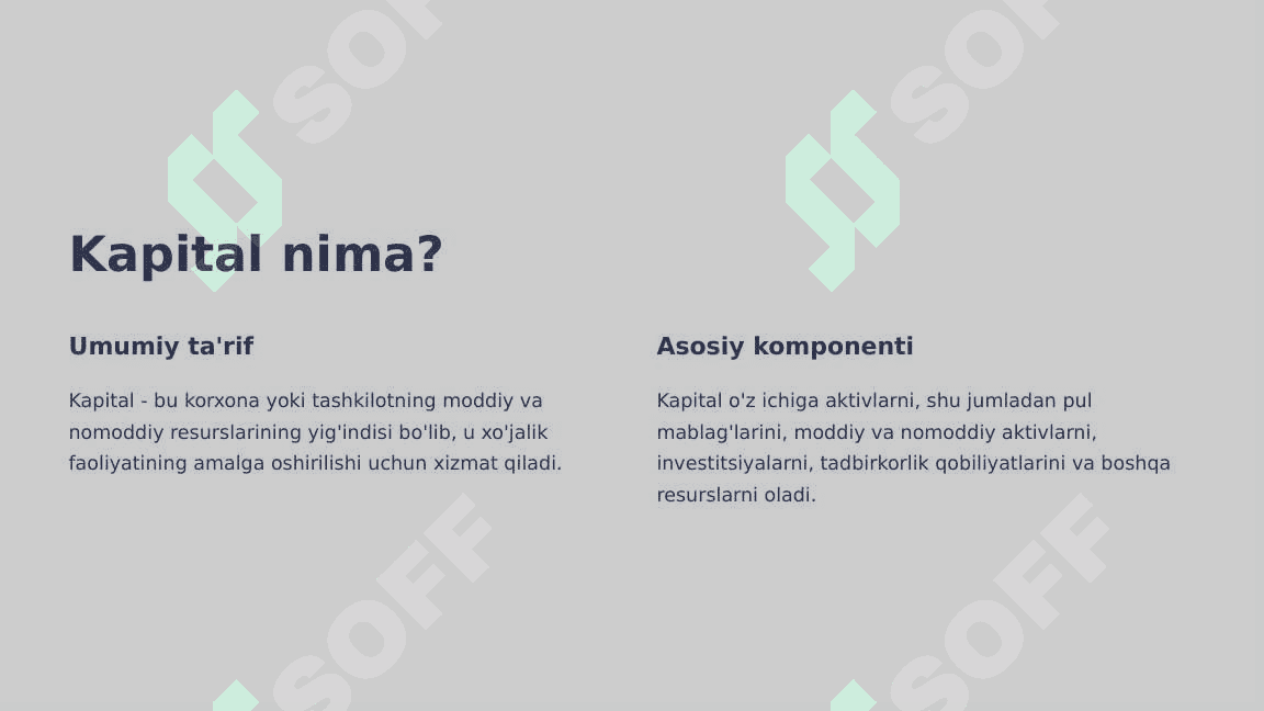 Kapital tarkibi va kapital qiymati 2