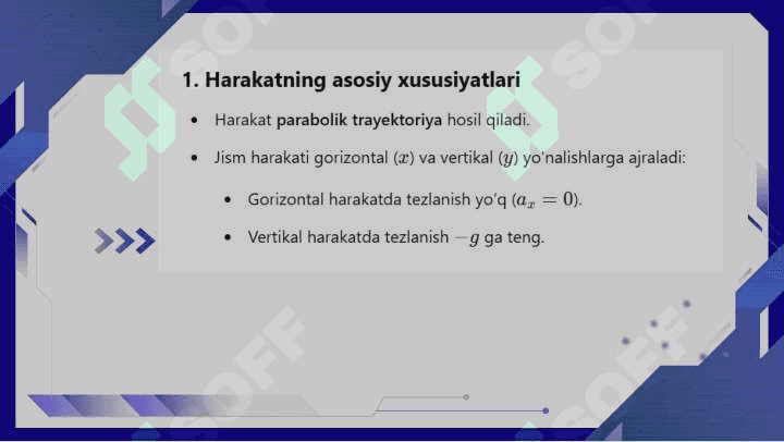 Gorizontga burchak ostida otilgan jism harakatini modellashtirish 5