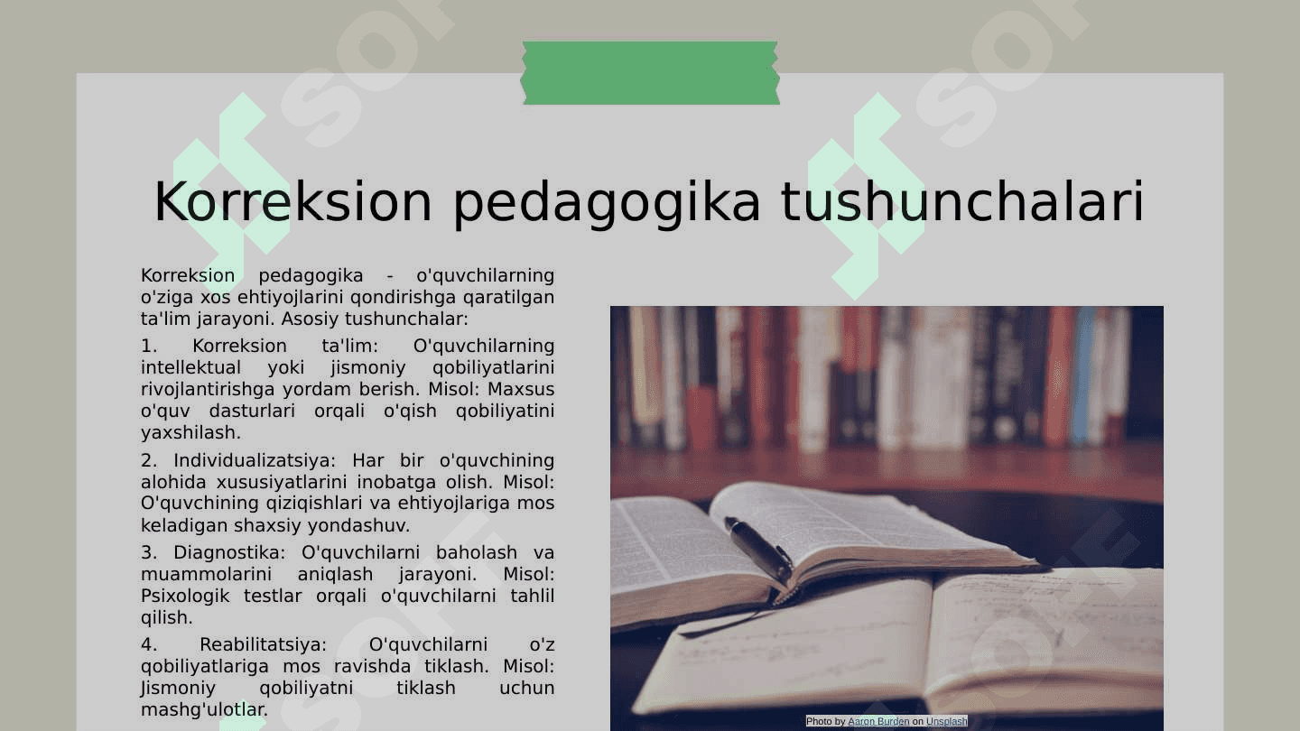 Korreksion pedagogika Taʼlim metodlari shakllari va vositalari. Didaktika taʼlim nazariyasi. Pedagogik jarayon 4