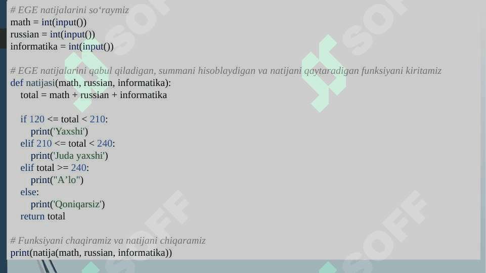 PYTHON DASTURLASH TILIDA DEF FUNKSIYASI. PYTHONDA FUNKSIYALARNI TEKSHIRISH UNITTEST MODULI. 6