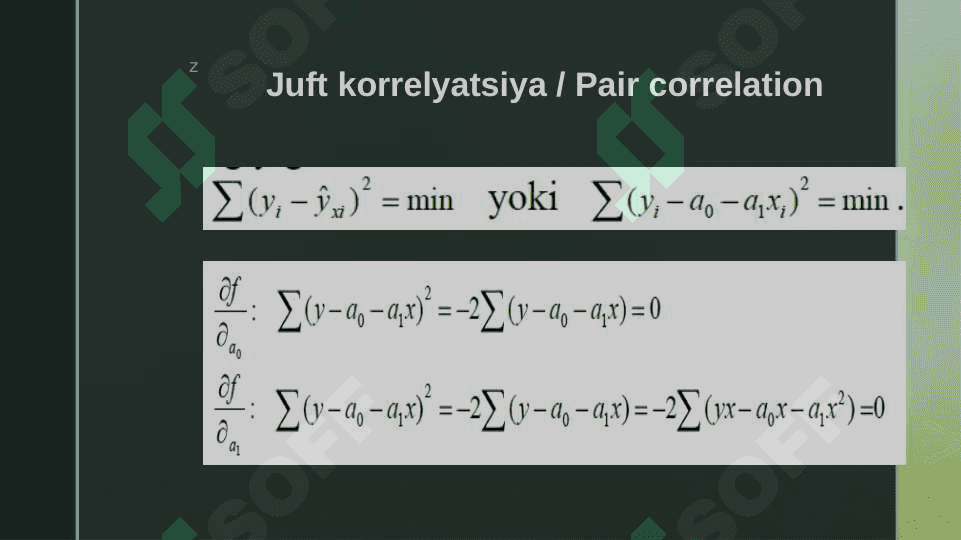 O’zaro bog’lanishlarni statistic o’rganish – correlatsion va regression tahlil 8