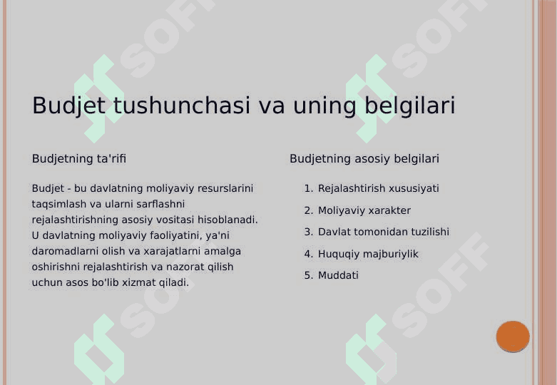 Budjet munosabatlarning huquqiy asoslari 2