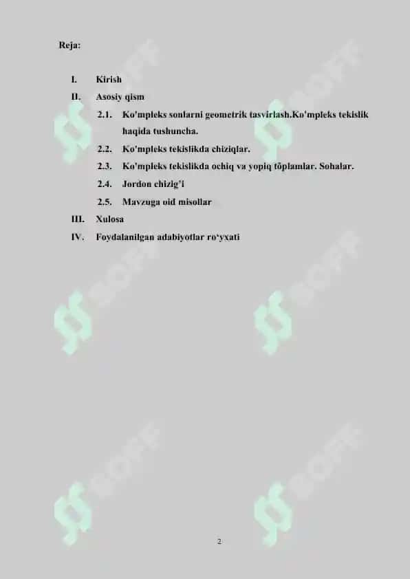 Ko'mpleks tekislikda chiziqlar va sohalar 2
