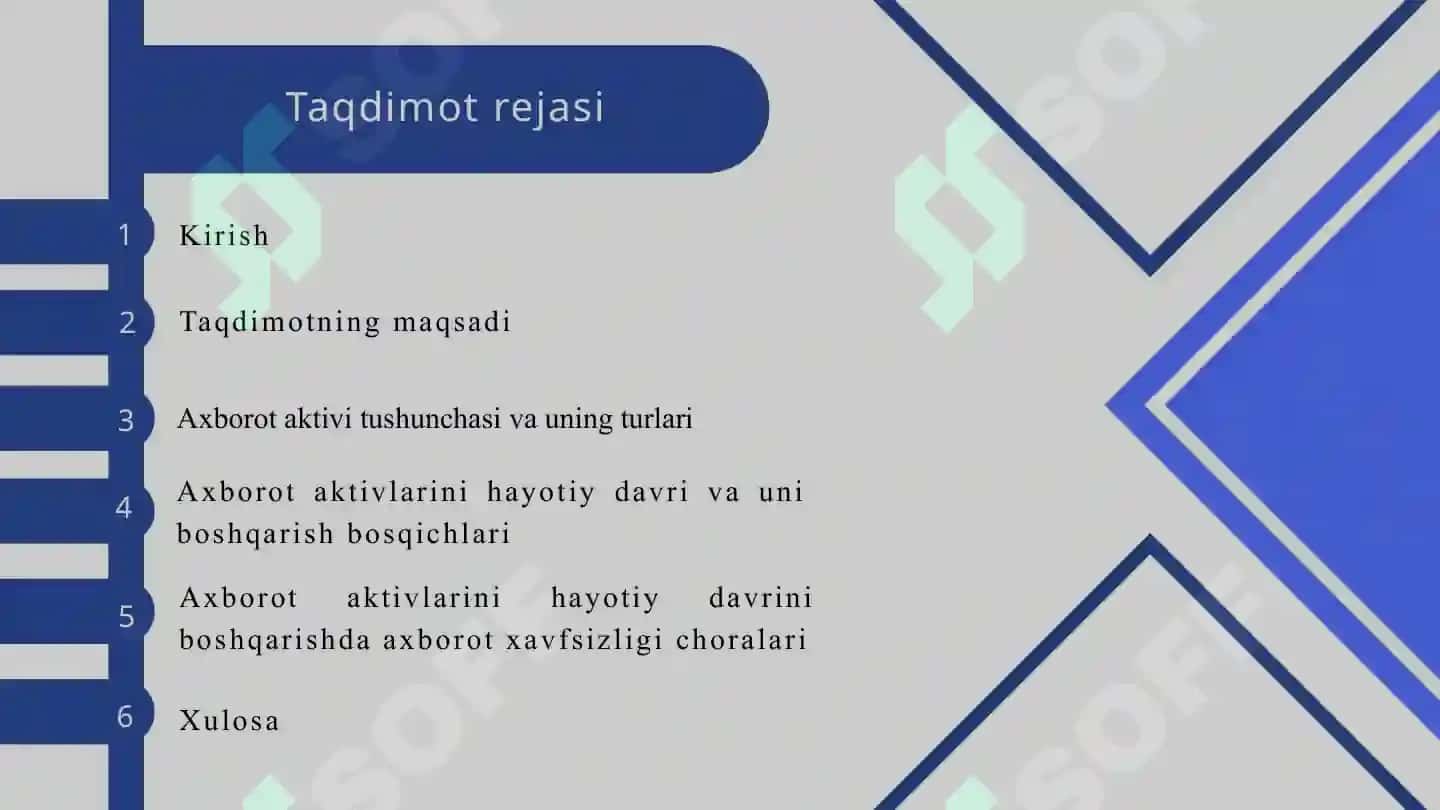 Axborot xavfsizligi xavflarni boshqarish 2