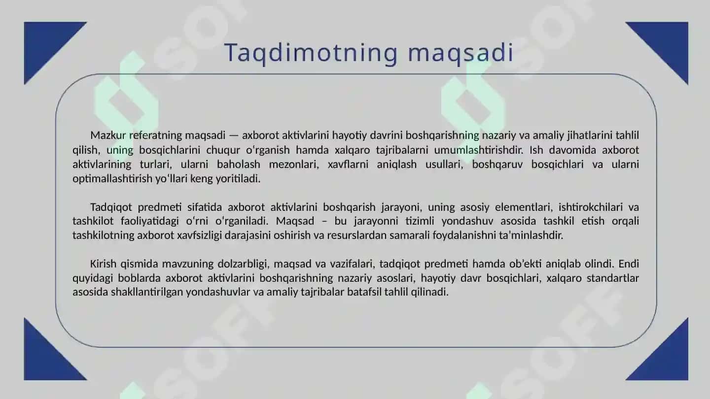 Axborot xavfsizligi xavflarni boshqarish 4