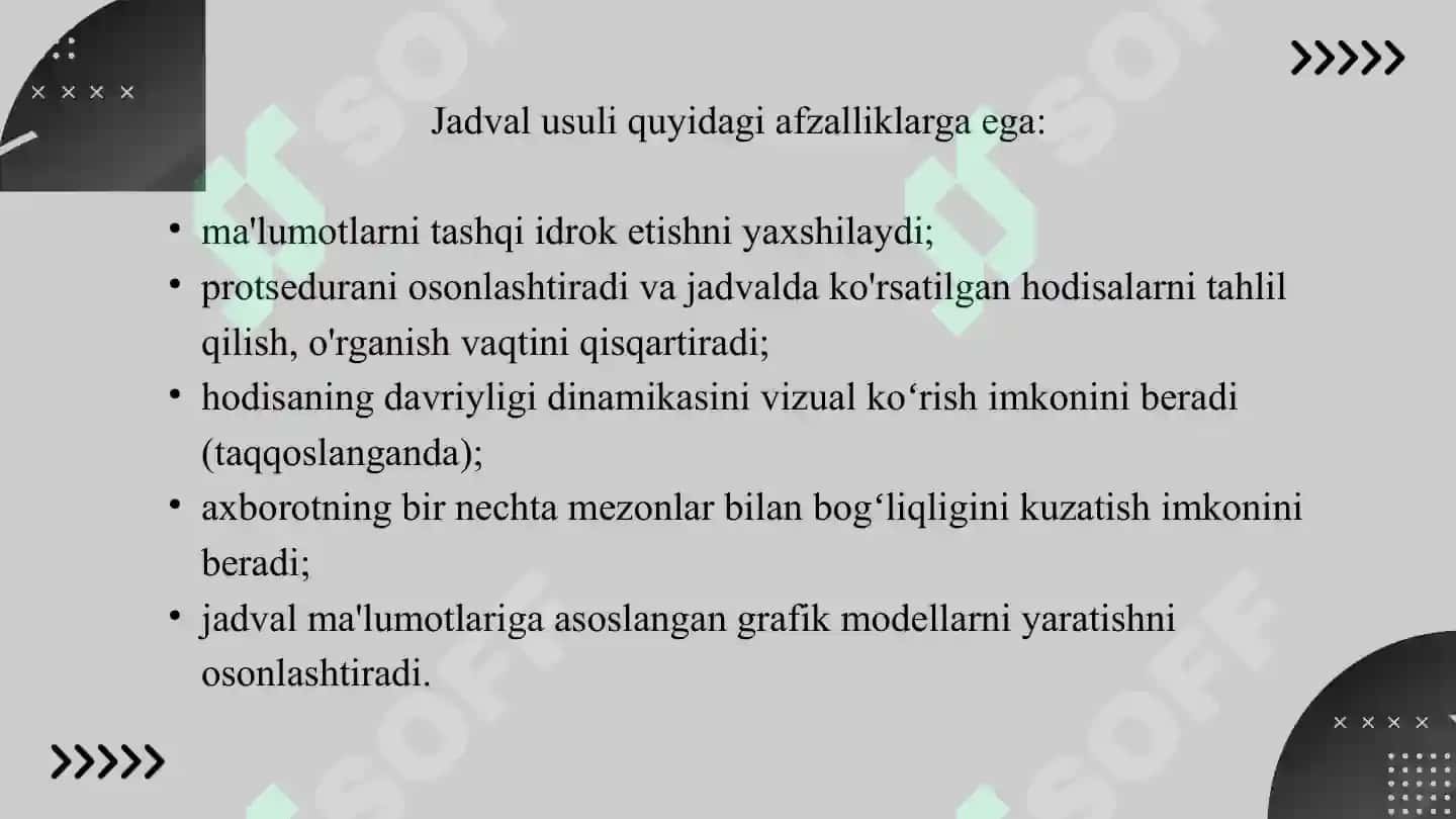 Statistik jadvallar 8