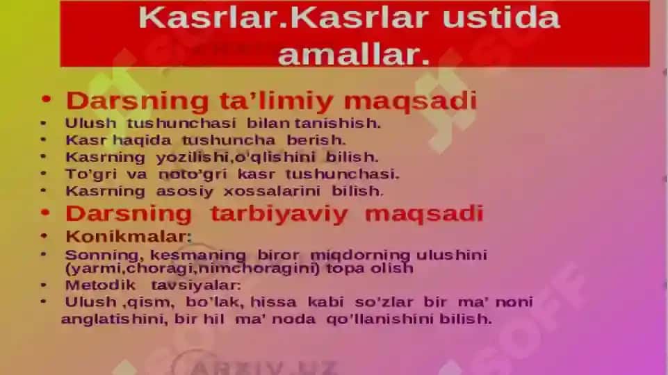 Kasrlar ustida amallar 2