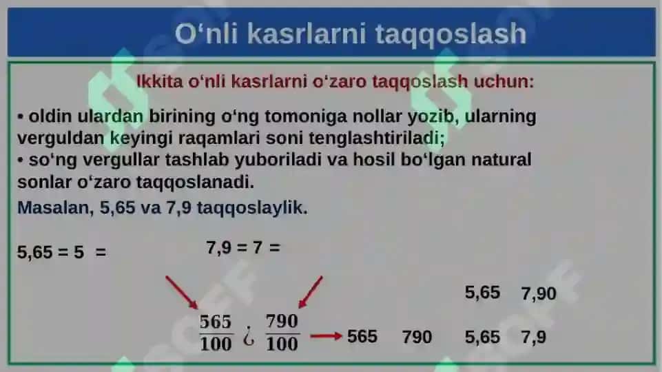 Kasrlar ustida amallar 3