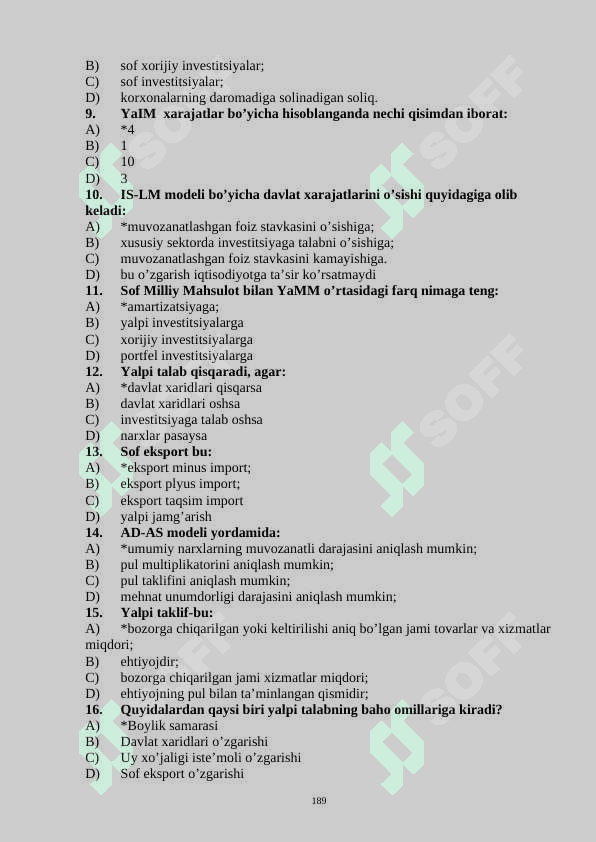 Iqtisodiyot Test 200 ta ( Javoblari bilan ) 2