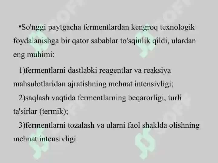 fermentlarning sanoatda qoʻllanilishi 6