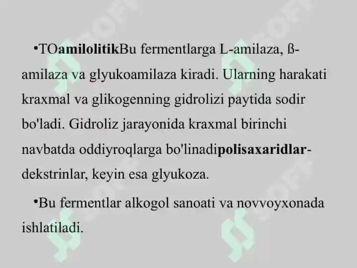 fermentlarning sanoatda qoʻllanilishi 8