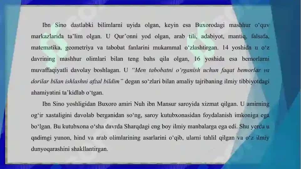 Ibn Sinoning merosining tibbiyotdagi oʻrni 4