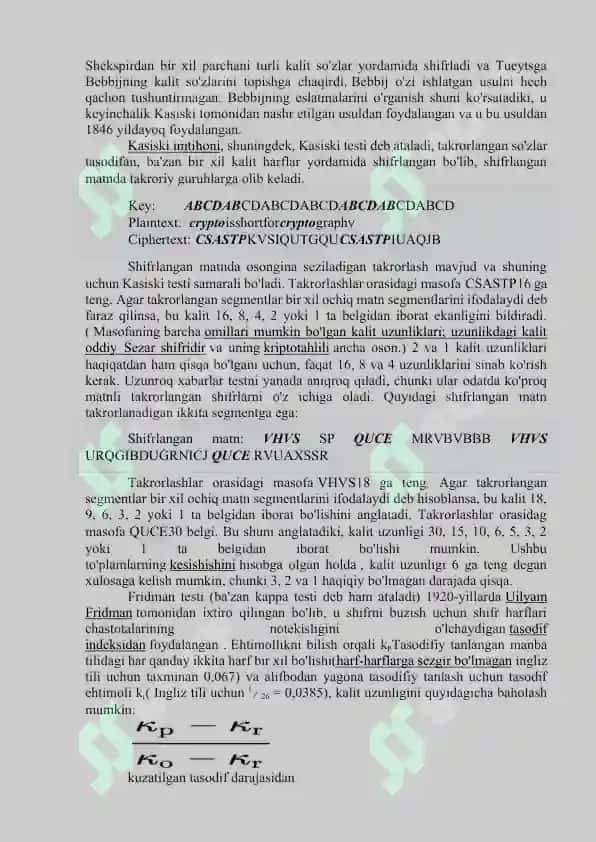 Tarixiy shifrlash algoritmlarining kriptotahlili 4