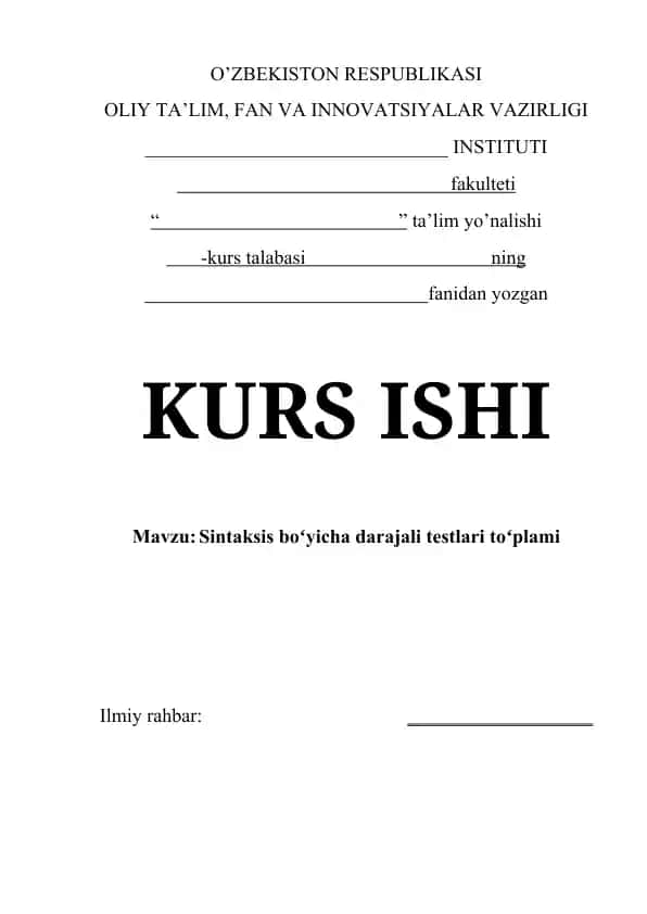 Sintaksis boʻyicha darajali testlari toʻplami